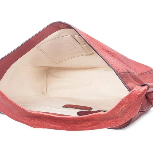 Nora Knotted Burgundy Leather Hobo Bag with Organizer and Magnetic Closure
